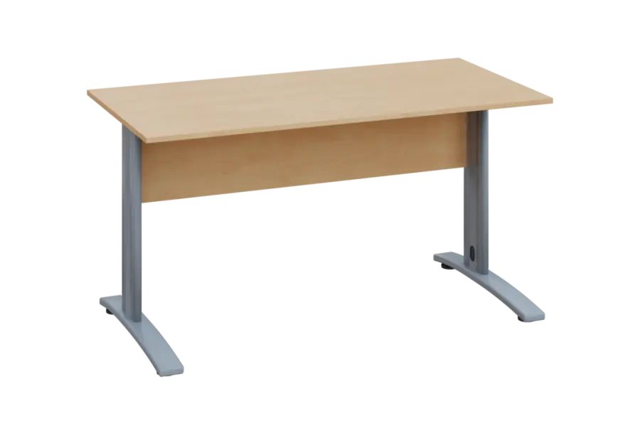 EPK 27 - 14 stůl kancelářský, kovová podnož stříbrná, deska 25 mm, široký 1400 mm, bříza irská